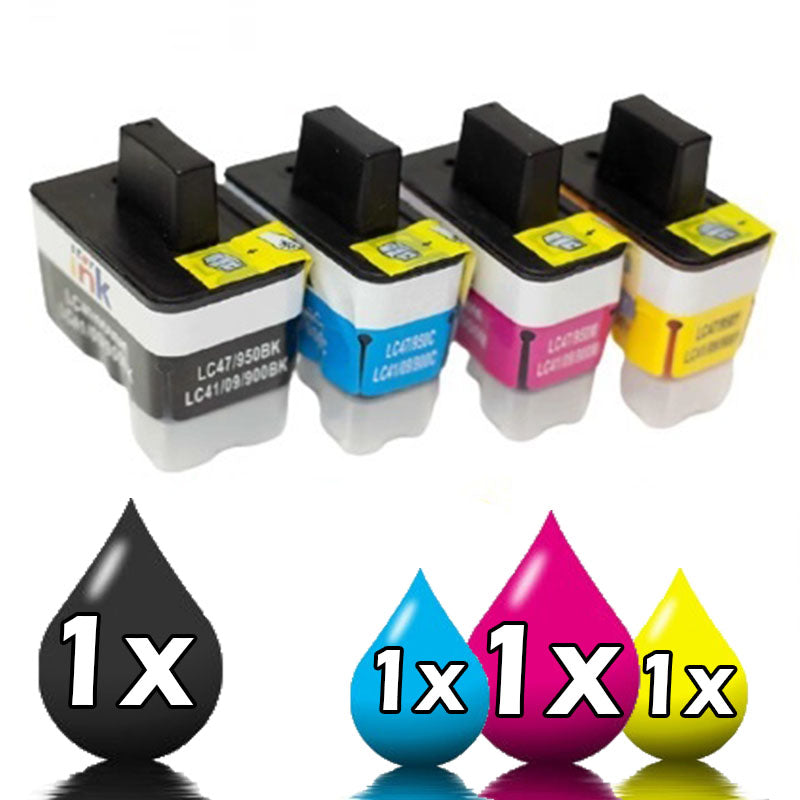 4 Pack Brother LC47 Compatible Inkjet Cartridges [1BK+1C+1M+1Y]