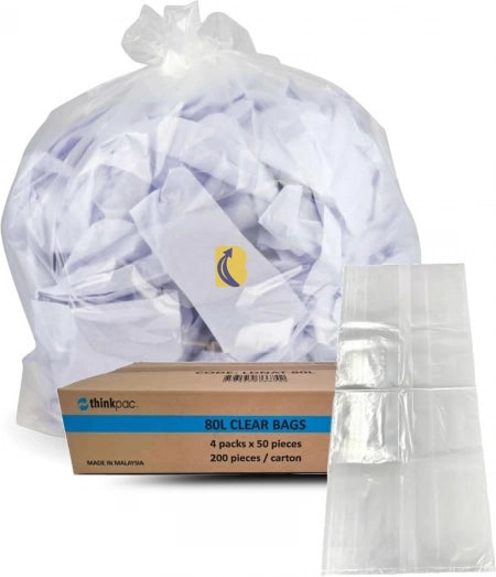 Carton of 200 80L Gusseted Seal Black Bin Liners - Restaurant Grade 31 micron (Super Strength)