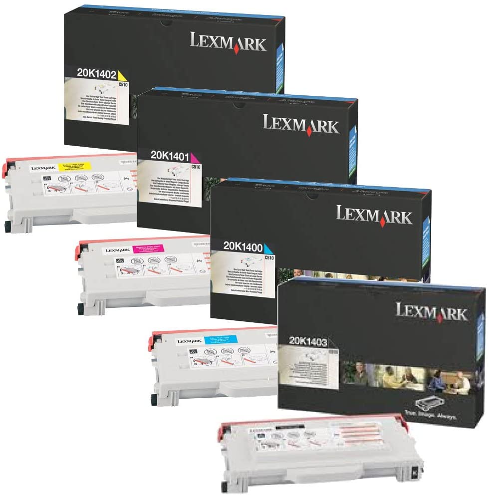 4 Pack Genuine Lexmark C510 Toner Cartridges 20K1400-20K1403 [1BK,1C,1Y,1M]