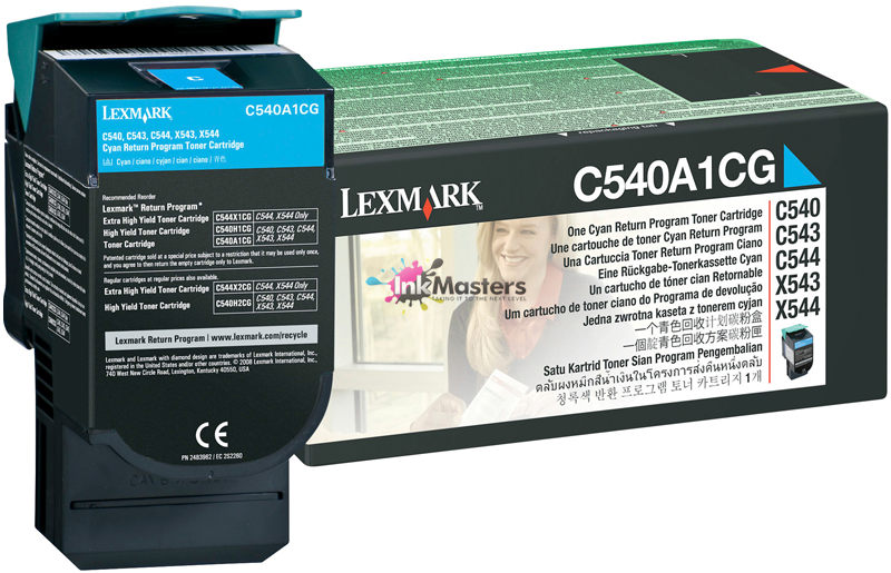 Lexmark C540A1CG Cyan Genuine Toner Cartridge 1,000 Yield