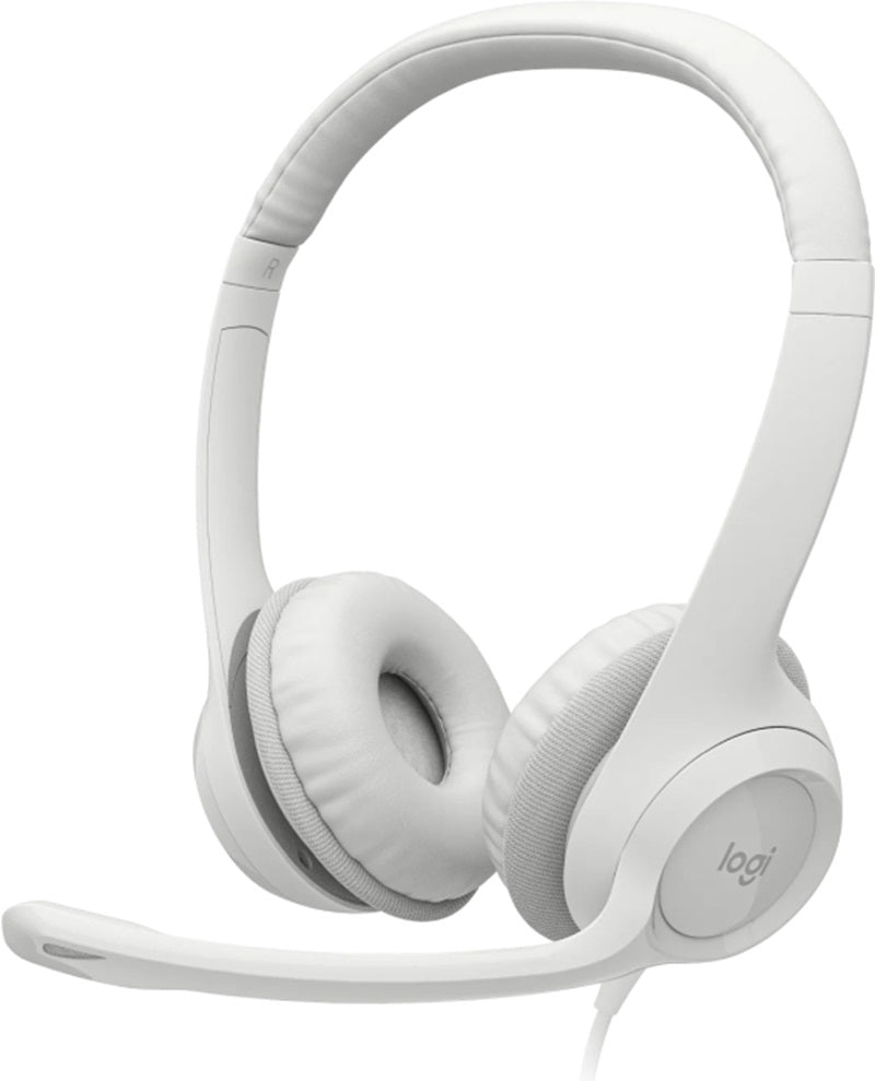 Logitech H390 Wired USB Headset with Noise-Cancelling Mic - White