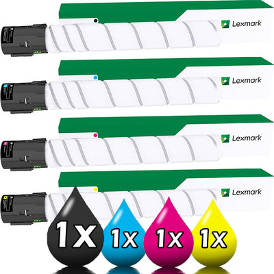 Genuine 4 Pack Lexmark CS921 CS923 CX920 Toner Cartridge Value Pack 76C00K0-76C00Y0 [1BK, 1C, 1M, 1Y]