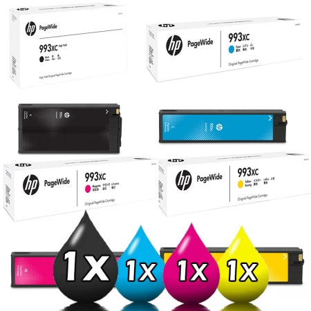Genuine 4 Pack  HP 993XC Contract PageWide Cartridge Value Pack [1BK, 1C, 1M, 1Y]