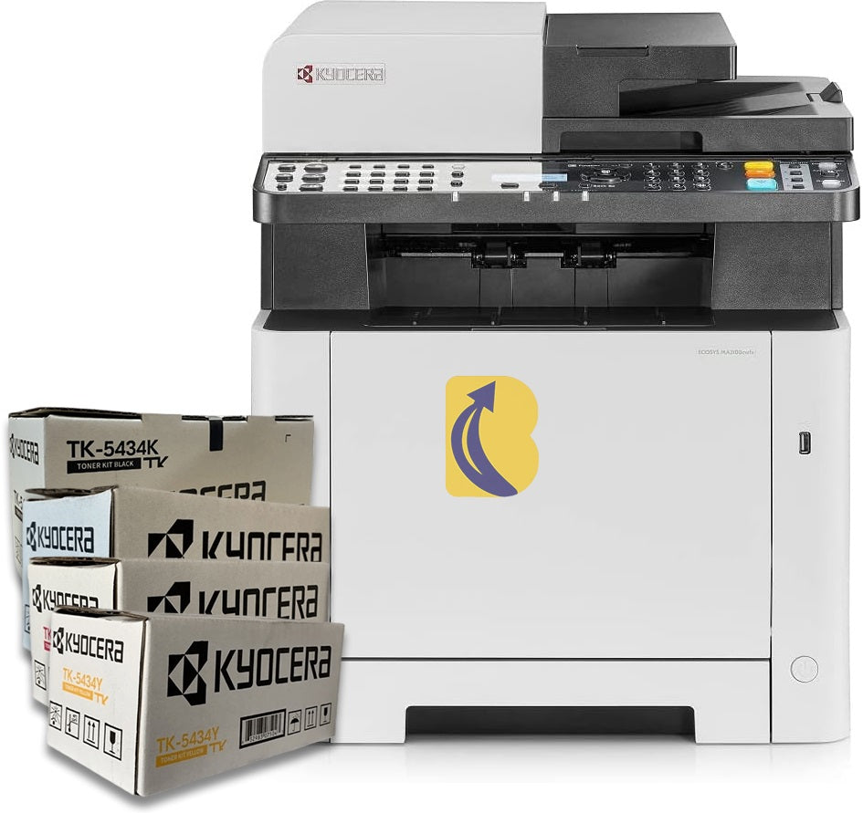 SALE! Kyocera ECOSYS MA2100cwfx Colour Multifunction Laser Printer, Wireless, Network + TK-5434 CMYK Toner Bundle