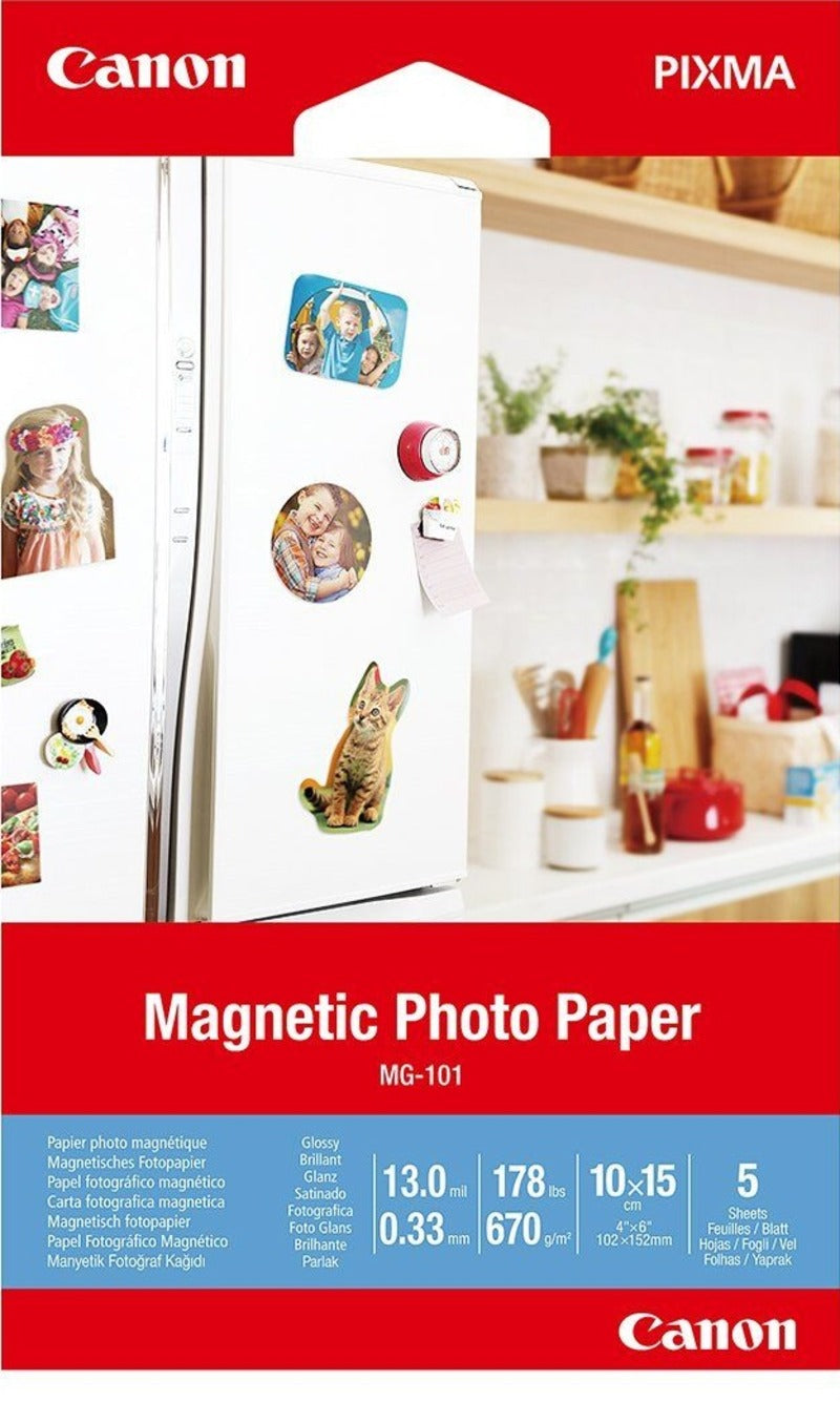 Canon 4x6 MG-101 Magnetic Photo Paper 670gsm 5 Sheets/Pack