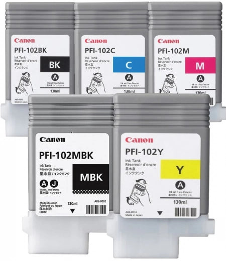 5-Pack Genuine Canon PFI102 0894B001AA 0895B001AA 0896B001AA 0897B001AA 0898B001AA Ink Cartridges