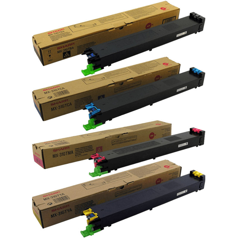 4 Pack Genuine Sharp MX31GT Toner Cartridges MX 2310 / 2600N / 3100N / 4100N [1BK,1C,1M,1Y]