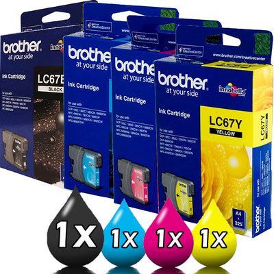 Genuine 4 Pack Brother LC67 Ink Cartridge Set [1BK,1C,1M,1Y]
