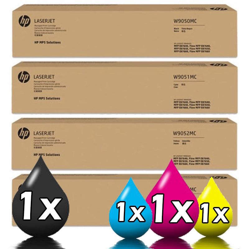 Genuine 4-Pack HP W9050MC-W9053MC CMYK Managed LaserJet Toner Cartridge
