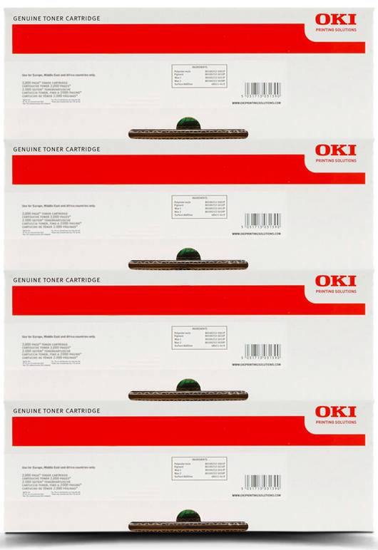 Genuine 4 Pack OKI  C301 / C321 / MC342 Toner Set 44973545-44973548 [1C,1M,1Y,1BK]