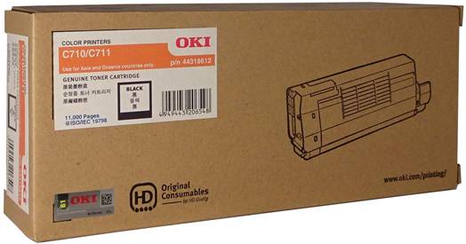 Genuine OKI C710/C711 Black Toner Cartridge 44318612 11,000 Print