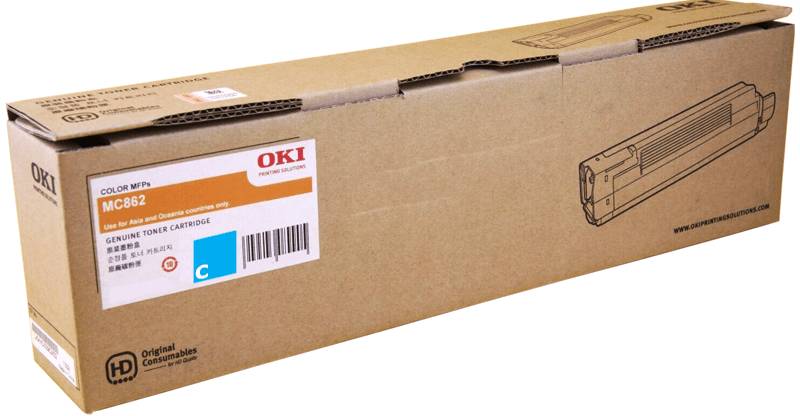Genuine OKI MC862 44643027 Cyan Toner Cartridge 10,000 Print