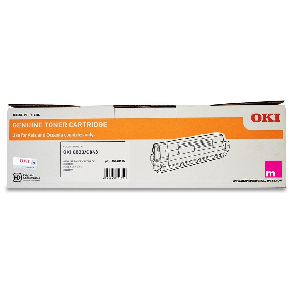 Genuine OKI C833N 46443106 Magenta Toner Cartridge 10,000 Print