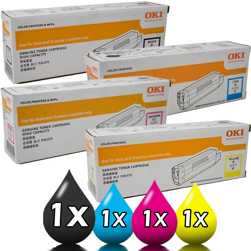 Genuine 4 Pack OKI C712N 46507612-46507609 Toner Value Pack [1BK, 1C, 1M, 1Y]