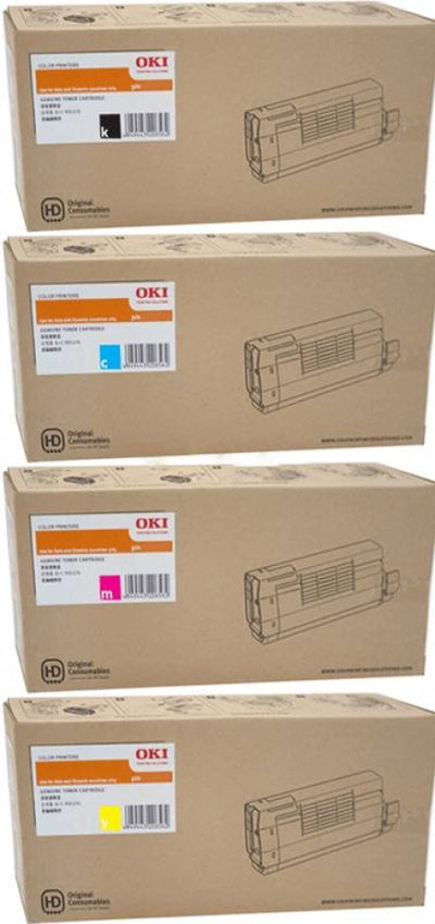 Genuine 4 Pack OKI 44318609-44318612 Toner Set C710 / C711WT [1C,1M,1Y,1BK]