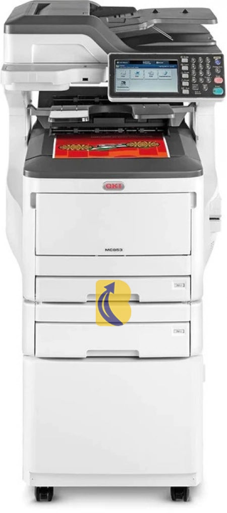 A3 OKI MC873DNCT Colour multifunction laser all-in-one printer 2 paper trays &amp; cabinet + Bonus 3 year warranty