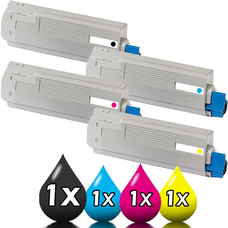 4 Pack OKI C712N 46507612-46507609 Compatible Toner Value Pack [1BK, 1C, 1M, 1Y]