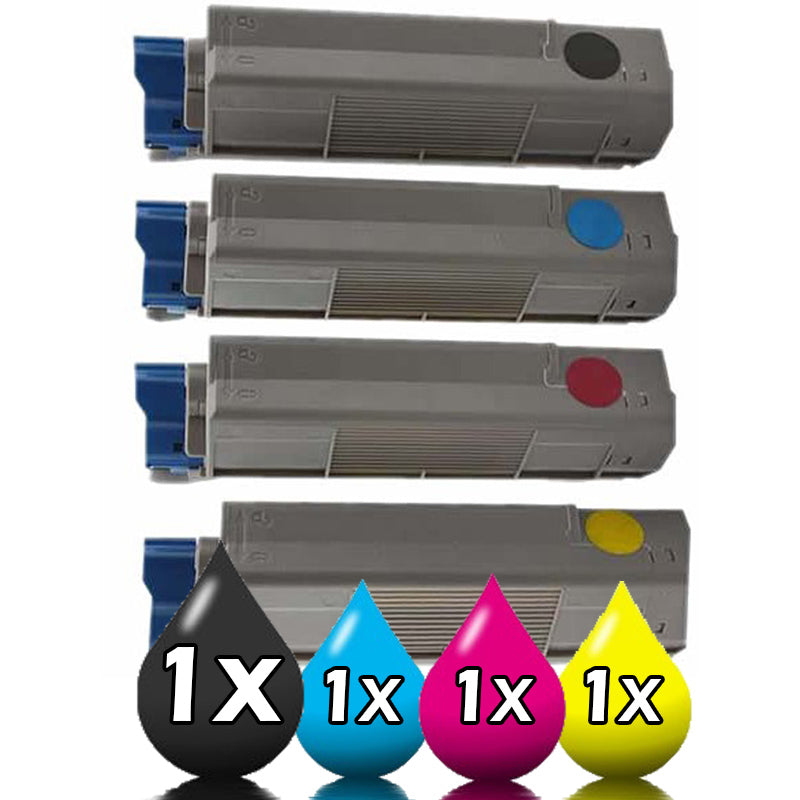 4 Pack OKI C833N 46443105-46443108 Compatible Toner Cartridges 1C,1M,1Y,1BK