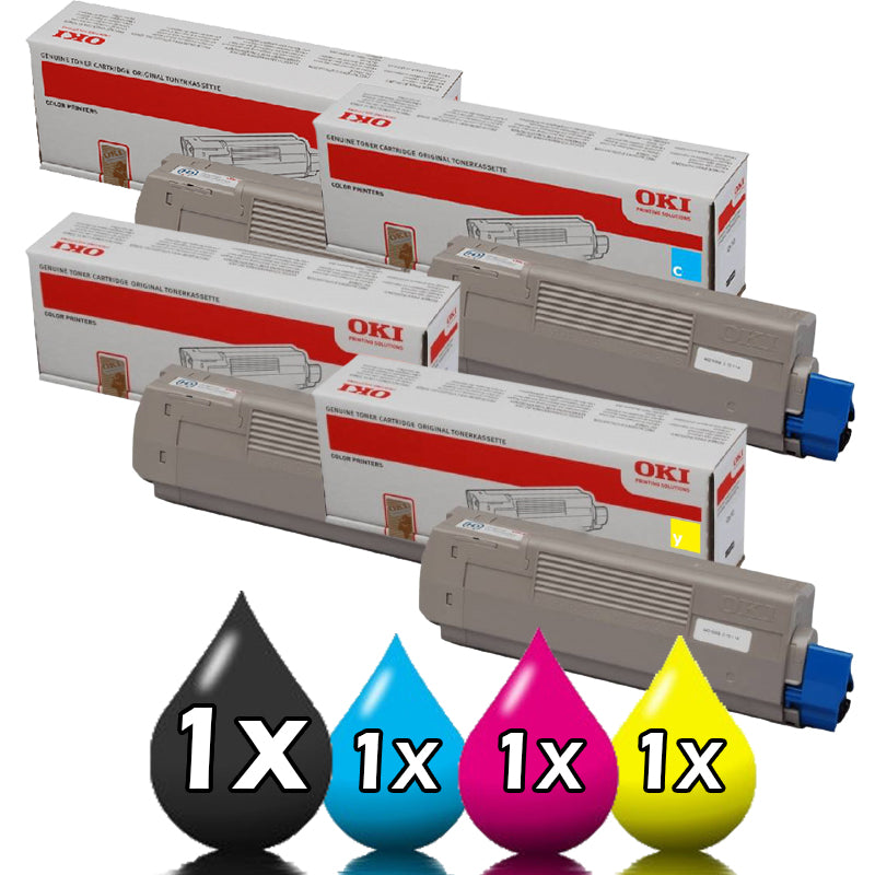 Genuine 4 Pack OKI MC860 Toner Cartridge Value Pack [1BK, 1C, 1M, 1Y]