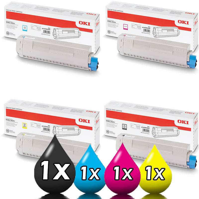 Genuine OKI MC853 Toner Cartridge Value Pack 45862841-45862844 [1BK,1C,1M,1Y]