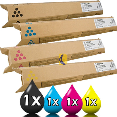 Ricoh 841663, 841664, 841666, 841665 MPC3002 CMYK Toner Cartridge 4-Pack (Genuine) 18k-28k Print Yield