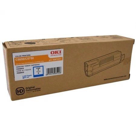 Genuine OKI C5650 43872311 Cyan Toner Cartridge 2,000 Prints