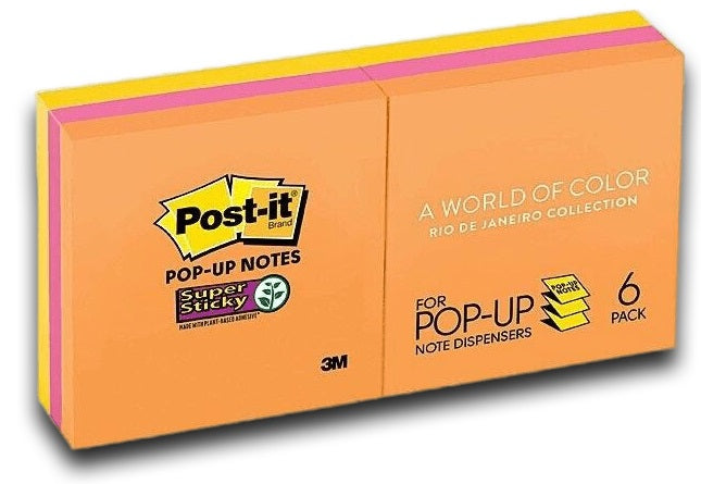 Post-It Super Sticky Pop-up Notes Rio De Janeiro 76 x 76mm 6-Pack