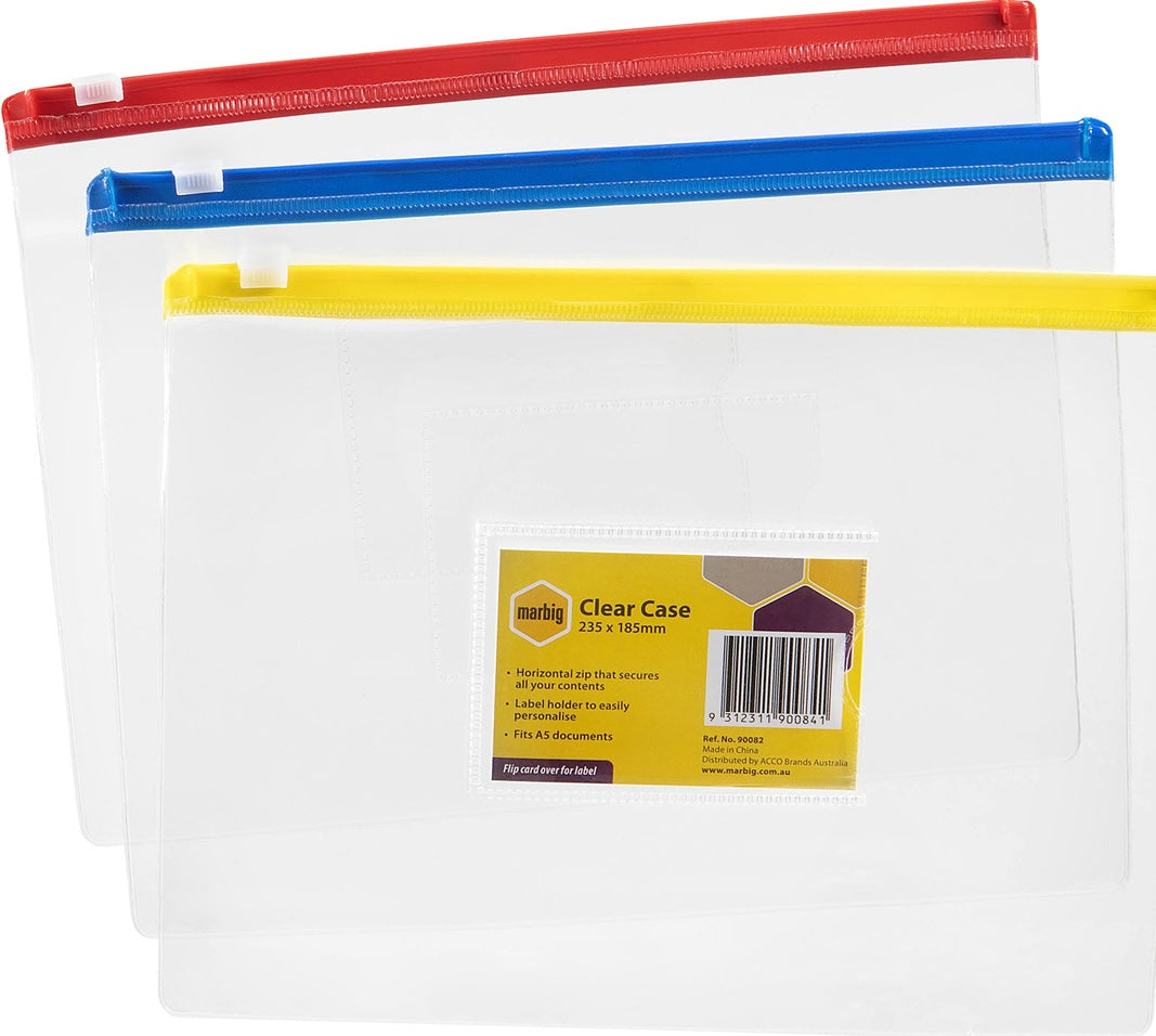 Marbig Data Case Envelope A5 Transparent with Zip
