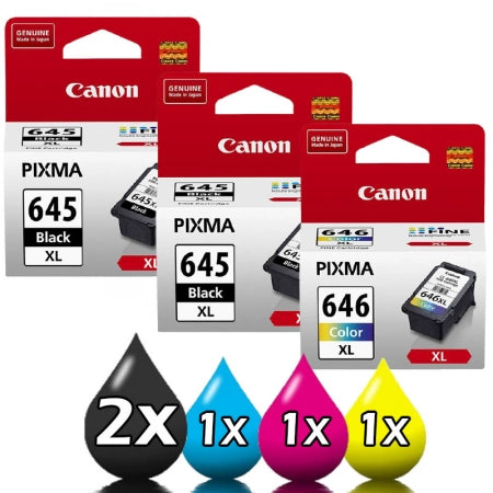 Genuine 3 Pack Canon PG-645XL, CL-646XL [2BK + 1CLR] High Yield Ink Cartridge