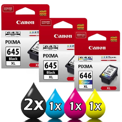 Genuine 3 Pack Canon PG-645XL, CL-646XL [2BK + 1CLR] High Yield Ink Cartridge