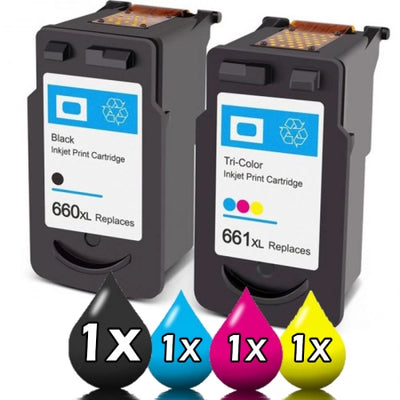 2 Pack Canon PG-660XL CL-661XL Compatible Ink Cartridge Value Pack [1BK, 1CL]