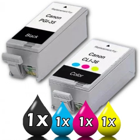 2 Pack Canon PGI35BK CLI36C Compatible Ink Cartridge [1BK,1CL]