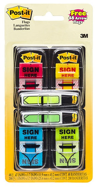 Post-It Sign Here Flags Assorted Colours with Arrow Flags Value Pack