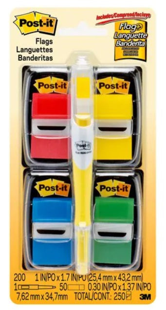 Post-It Flags Red Yellow Green Blue 25 x 4