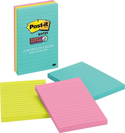 Post-It Super Sticky Notes Miami 101 x 152mm 3-Pack