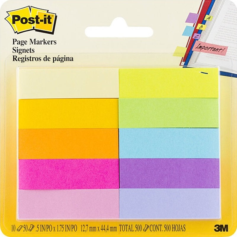 Post-It Page Markers Assorted Colours 13 x 45mm 10-Pack - Box of 6