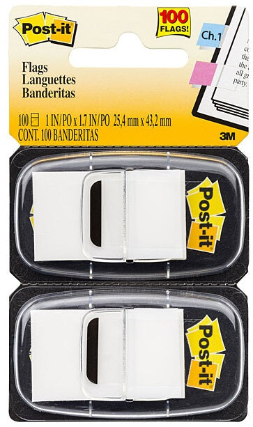 Post-It Flags White 25 x 43mm 2-Pack - Box of 6