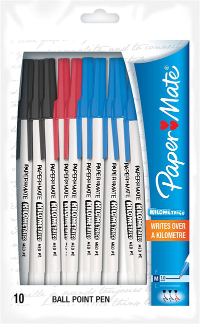 Paper Mate Kilometrico Business Assorted Ballpoint Pens, Medium Point (1.0mm) ~ Box of 12 Packs (10/Pack)