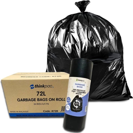 Carton of 250 72L Flat Seal Extra Heavy Duty Black Bin Liners - Restaurant Grade 32 micron (Super Strength)