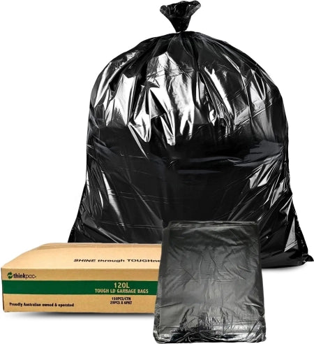 Carton of 100 120L Black Bin Liners - Proud 30 micron (Super Strength)