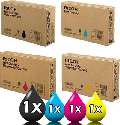 Genuine 4 Pack Ricoh CW2200 Toner Cartridge Value Pack 841635-841638 [1BK, 1C, 1M, 1Y]