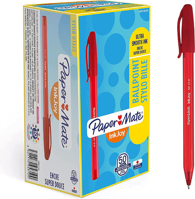 Paper Mate InkJoy Red 100ST Ballpoint Pens, Medium Point (1.0mm) ~ Box of 50