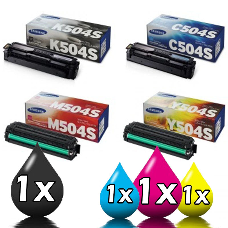 Genuine 4 Pack Samsung CLP415 CLX4170 CLX4190 CLX4195 SLC1810W SLC1860FW CLT504S Toner Cartridges [1BK.1C,1M,1Y]