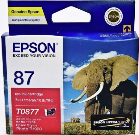 Epson T0877 C13T087790 Red Genuine Ink Cartridge 915 Prints