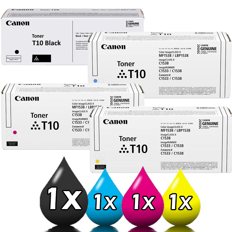 4 Pack Genuine Canon T10 Toner Value Pack 1BK,1C,1M,1Y 4566C001AA-4563C001AA