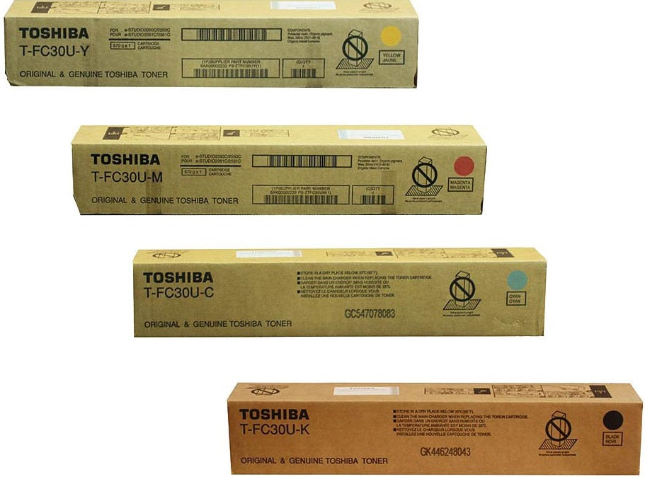 4 Pack Genuine Toshiba 2050C-2550C TFC30 Toner Set [1BK,1C,1M,1Y]