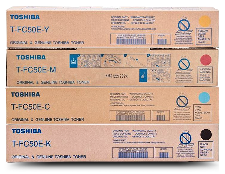 Genuine 4 Pack Toshiba TFC50 Toner Set [1BK,1C,1M,1Y]