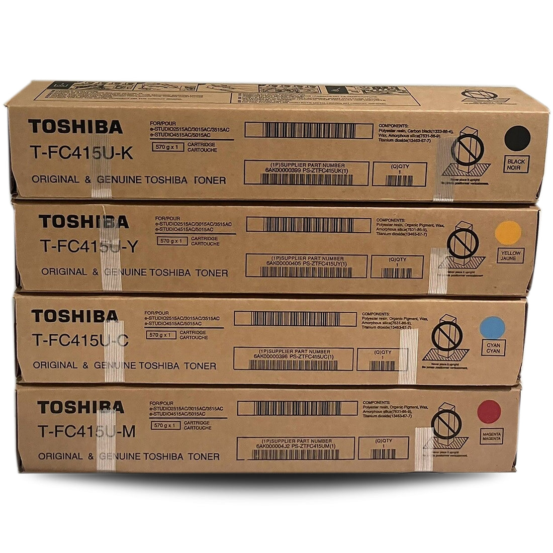 Genuine 4-Pack Toshiba T-FC415P TFC415P CMYK Toner Cartridge