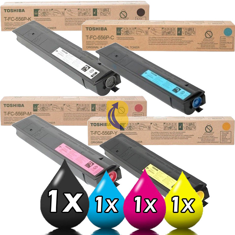 Genuine 4 Pack Toshiba TFC556P Toner Cartridge Value Pack [1BK, 1C, 1M, 1Y]