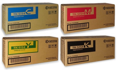 4 Pack Genuine Kyocera TK5154 Toner Cartridges / M6535 / P6035 [1BK,1C,1M,1Y]